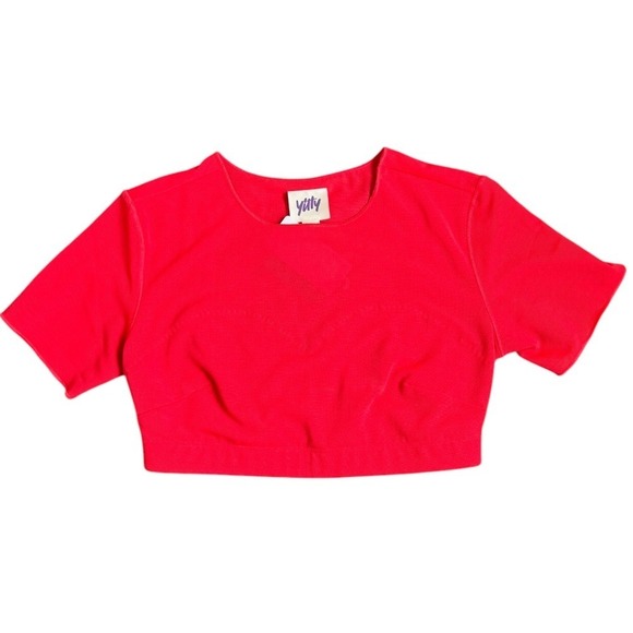 Yitty by Lizzo Mesh Me Smoothing Crop Top Pink Women's Medium Athleisure - Picture 1 of 4